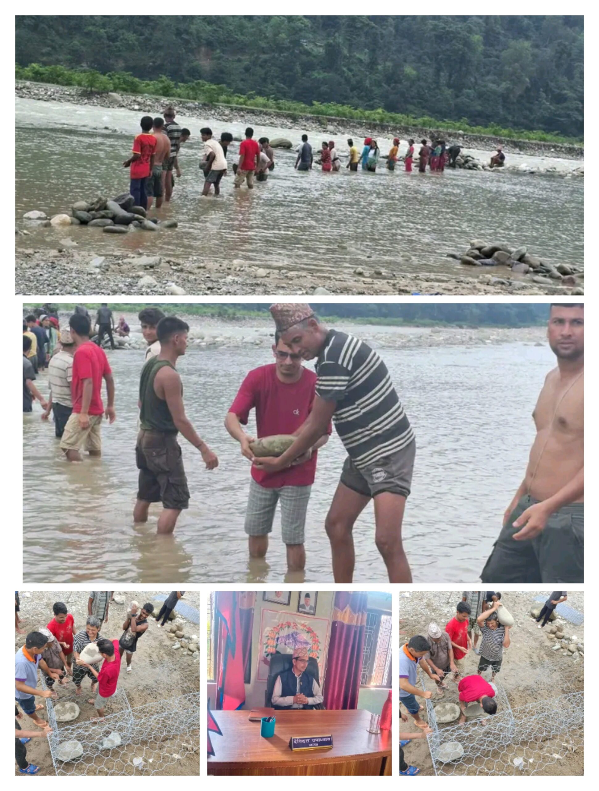 ठुलिगाड नदि तटबन्धनमा श्रमदान गर्नेको सङ्ख्या बढ्दै