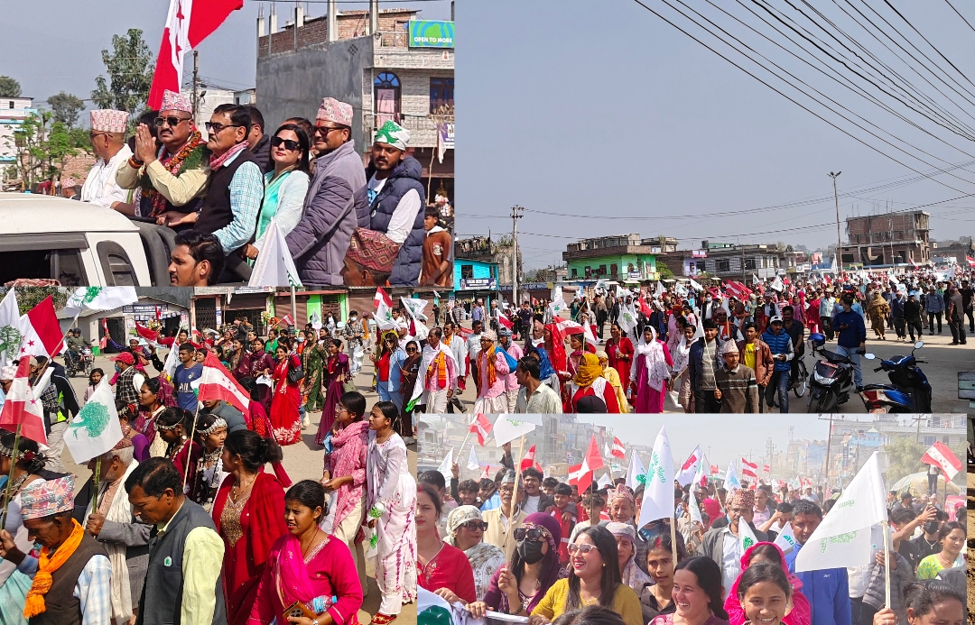 नेपाली काँग्रेसको लम्कीमा भव्य शक्ति प्रदर्शन,स्वाँरको पक्षमा उत्साहजनक जनलहर